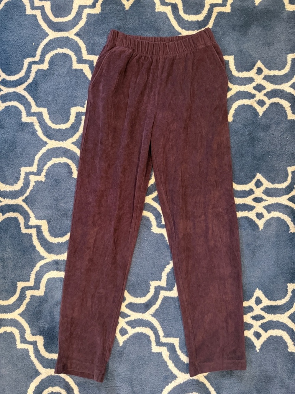 Lands’ End Burgundy Corduroy Elastic-Waist Pants Size XS